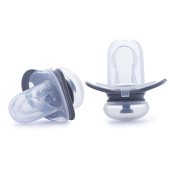 JOOVY 2 Piece Airnoogie Pacifier, Gray, Medium