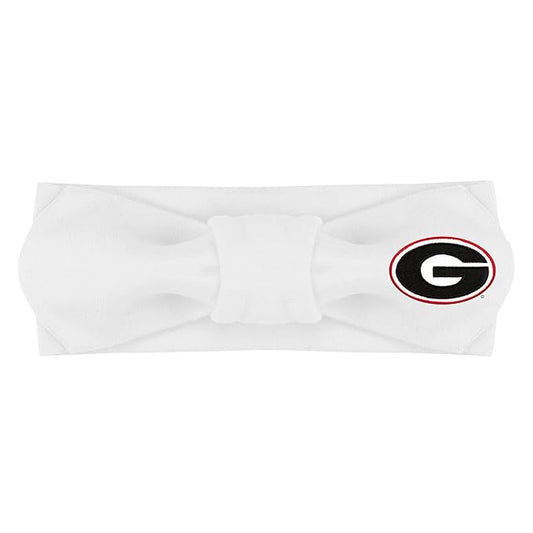 Creative Knitwear Georgia Bulldogs Infant Girls White Solid Hair Knot Headband Embroidered Logo - Size Newborn - 4T