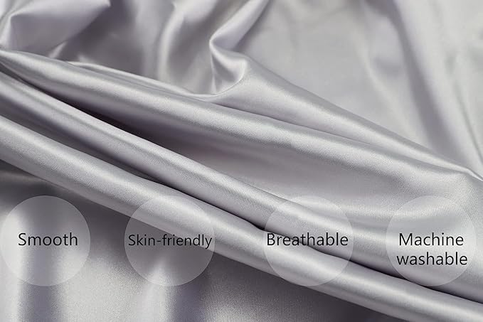 Satin Pack and Play Sheets Fitted Compatible with 4moms Breeze Plus Playard and Other Large Playpen Mattress Protect for Baby Hair and Skin, Grey & Pink