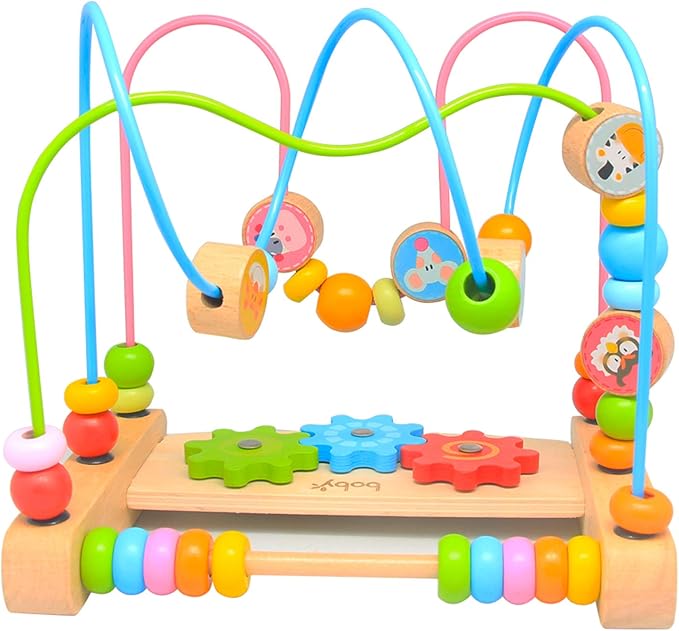 Bead Maze for Babies, Wooden Educational Abacus Beads Circle Toddler Toys - Colorful Roller Coaster Activity Game,Great Gift for Babies Toddlers Girls and Boys