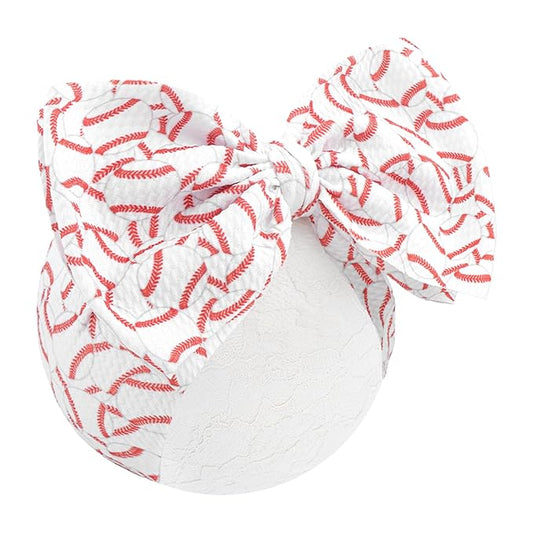 Baseball Hair Bow for Baby Girls Toddler Newborn Infant Headbands Softball Hair Accessories White Bows for Baseball Baby Outfits