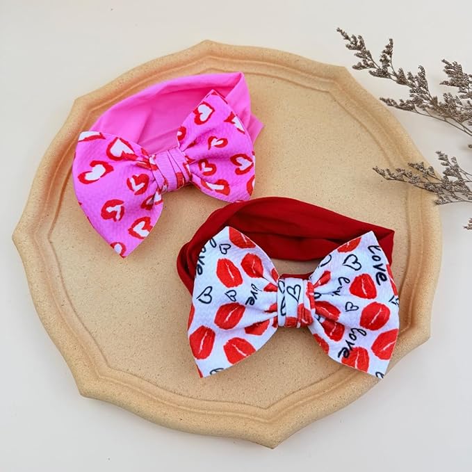 Baby Nylon Headbands Valentine's Day Baby Bows Stretchy Red Headbands for Newborns Infant Cute Hair Accessories (Y14, FZ)