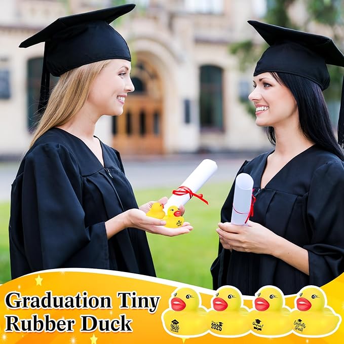 MiniInflat 100 Pcs Class of 2026 Graduation Rubber Ducks Bulk 2026 Congrats Grad Assorted Rubber Ducks Mini Graduation Pool Ducky Toys for Classroom Exchange Gifts