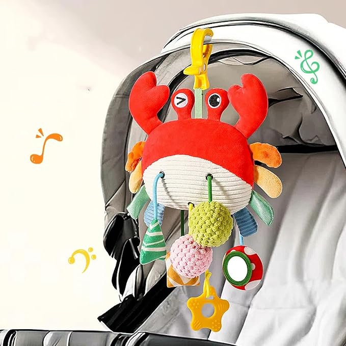 Car Seat & Stroller Toys for Babies 0-12 Months, Crab Infant Stroller Hanging Toys for Boys Girls