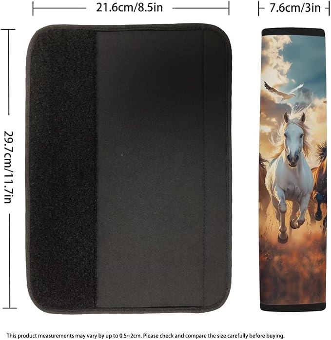 Car Seat Belt Cover Pad,Running Horse Print Soft Comfortable Shoulder Seatbelt Pads Cushions for Adults and Children Standard Size Car Interior Decor
