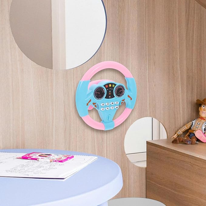 Homoyoyo Baby Steering Wheel Pretend Driving Simulated Driving for Bath Boys Girls 4 5 6 Years Old Pink (Pink)