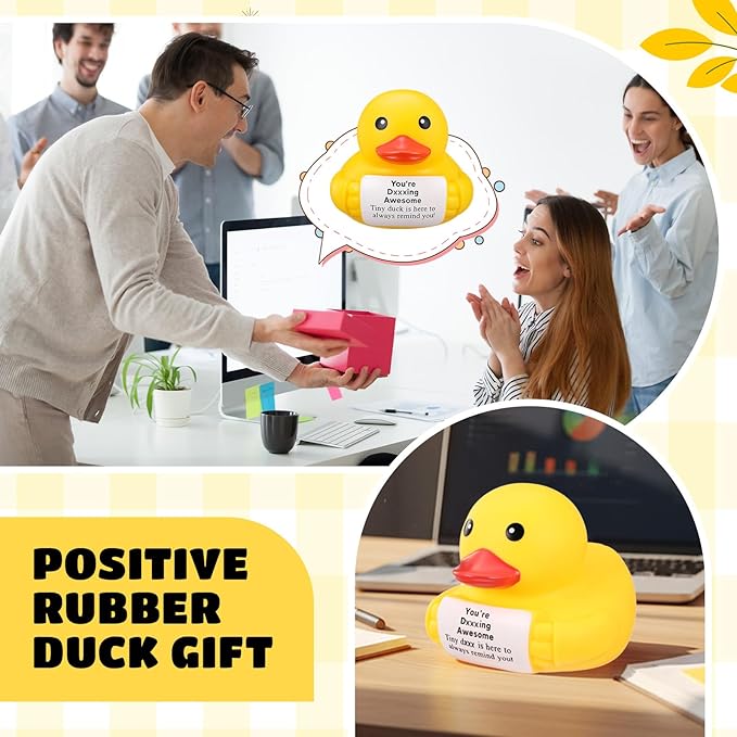 Civaner 7 Inch Emotional Giant Rubber Duck Big Jumbo Positive Yellow Duck Inspirational Gift Large Duckling Toy with Squeaky Sound for Men Coworker Colleges Graduation(You're Awesome)