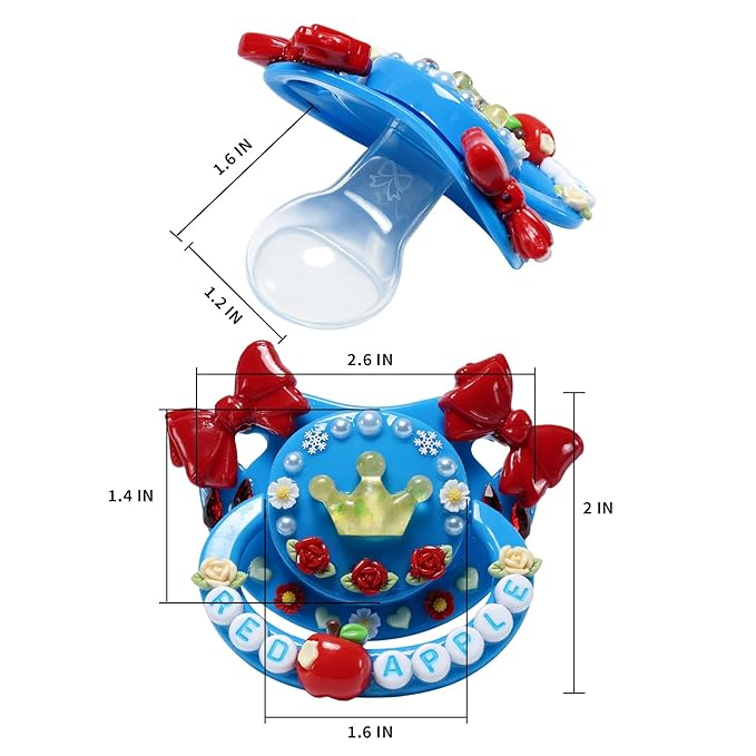 CutiePlusU Adult Size Pacifier DIY Big Shield Pacifier - Blue Red