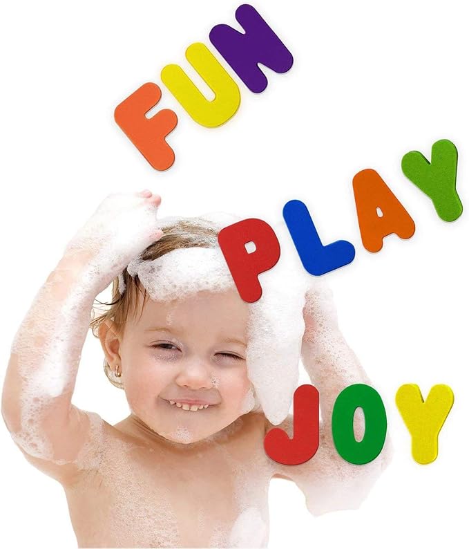 BabyBibi 36 PCS Stick-On Foam Letters & Numbers – Non-Toxic, BPA Free, No Mold Tub Toys – Colorful, Educational, Fun ABC Learning for Toddlers & Babies