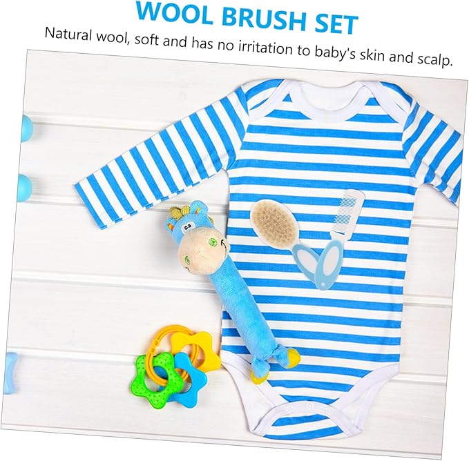 Baby Shampoo Brush Set Hair Accessories for Newborns Toddlers Gentle Wool Bristles