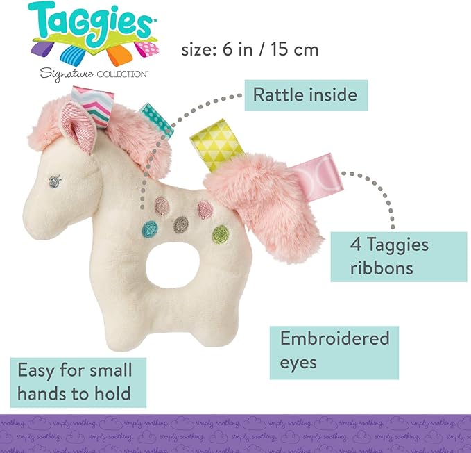 Taggies Embroidered Soft Ring Rattle, Painted Pony, 6-Inches