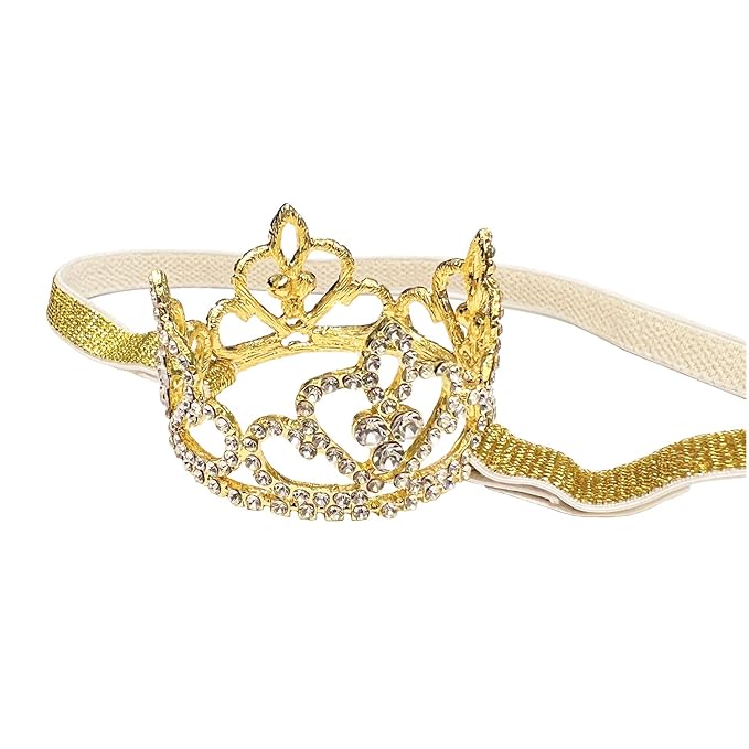 Elesa Miracle 2pcs Baby Hair Accessories Baby Girl's Gift Box with Shiny Tiara Crown Headband Set (2pc- Gold)
