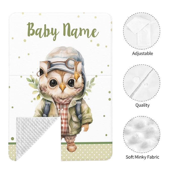 Winter Carseat Cover for Baby Personalized Owl Baby Car Seat Cover with Name Custom Minky Car Seat Canopy Boys Girls Infant Carrier Covers Nursing Cover Toddler Blanket