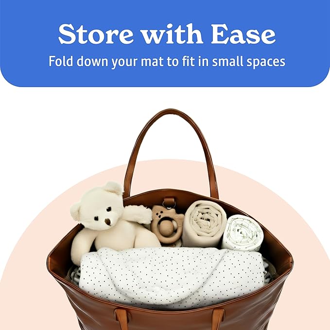 Round Baby Play Mat for Floor, 43" Reversible Tummy Time & Crawling Mat, Soft Cushioned Cotton Baby Playmat, Foldable & Machine Washable Activity Mat for Newborn to Toddler, Neutral Nursery & Playroom
