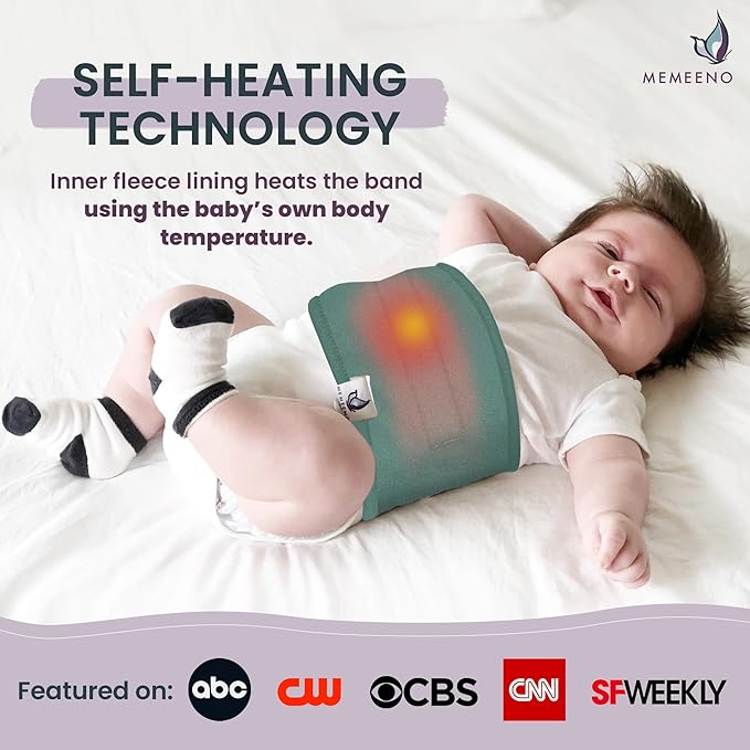MEMEENO Belly Band for Baby, Heating Pad for Colic, Gas Relief for Infants, Heated Tummy Wrap for Newborns, Forest
