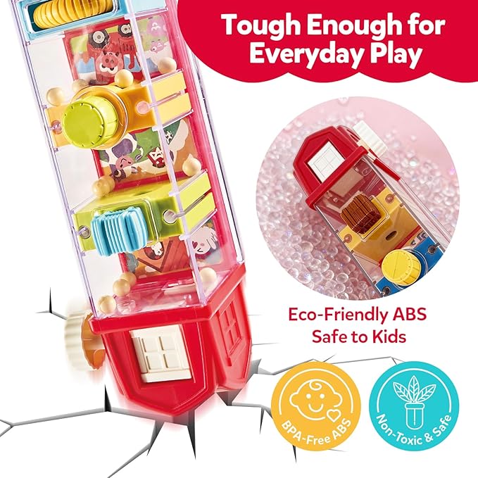 Farm Egg Drop Toy for Toddlers 2-4, Montessori Toy for 2 Year Olds, Fine Motor Activity, Cause and Effect Learning, Quiet Travel 2 3 Year Old Gift for Boys Girls