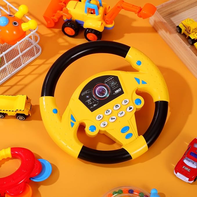 TOYANDONA 2pcs Steering Wheel Toys, Driving Wheel Toy Simulated Pretend Play Driving Toy Kids for Car Backseat