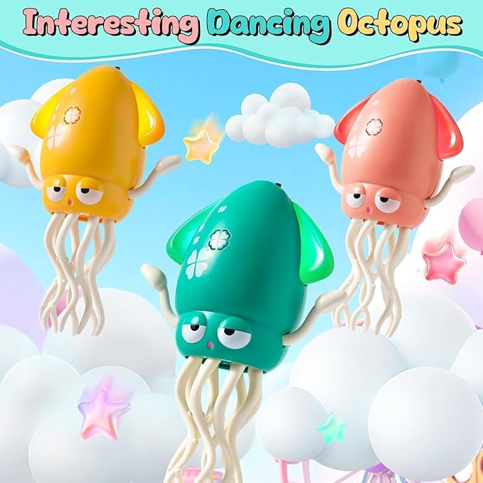 Electric Dancing Octopus Toy, Crawling Dancing Automatic Obstacle Avoidance Octopus Sensor Toy, Creative Magic Crazy 8-Leg Action Obstacle with LED Lights & Music, Self-Navigating (Green)