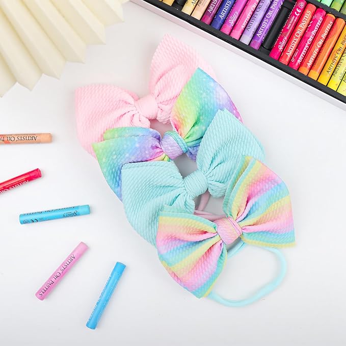 Rainbow Hair Bows for Baby Girls Dreamy Hair Accessories Mint Green Headbands for Newborn Infant Toddler Babies Outfits Accessory Hair Bands