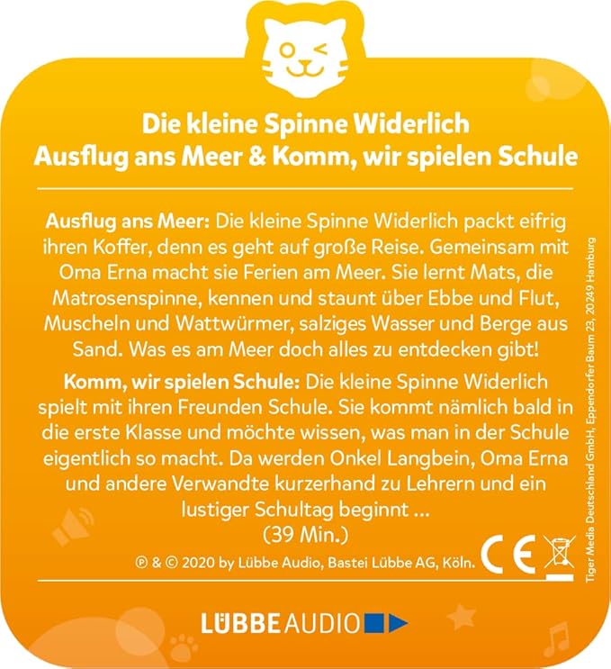 tigermedia tigercard Die Kleine Spinne Widerlich Meer Schule Children's Stories Excursion Car Trips tigerbox Audio Box Boombox Radio Play Audio Book Music
