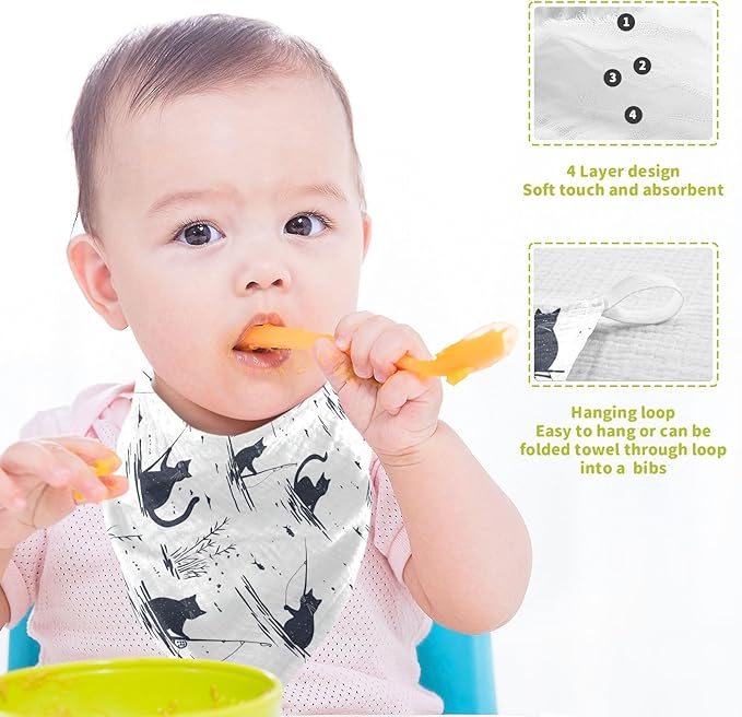 vvfelixl Cat Fishing Baby Burp Cloths Baby Muslin Washcloths for Boys Girls Cotton Babys Face Towel for Newborn Infants Soft and Absorbent 11.8 X 11.8 in, 5 Pack