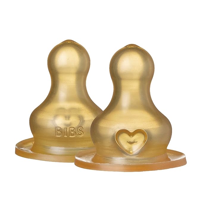 BIBS Bottle Nipple | BPA Free Natural Rubber | Made in Denmark | Slow Flow 2-Pack