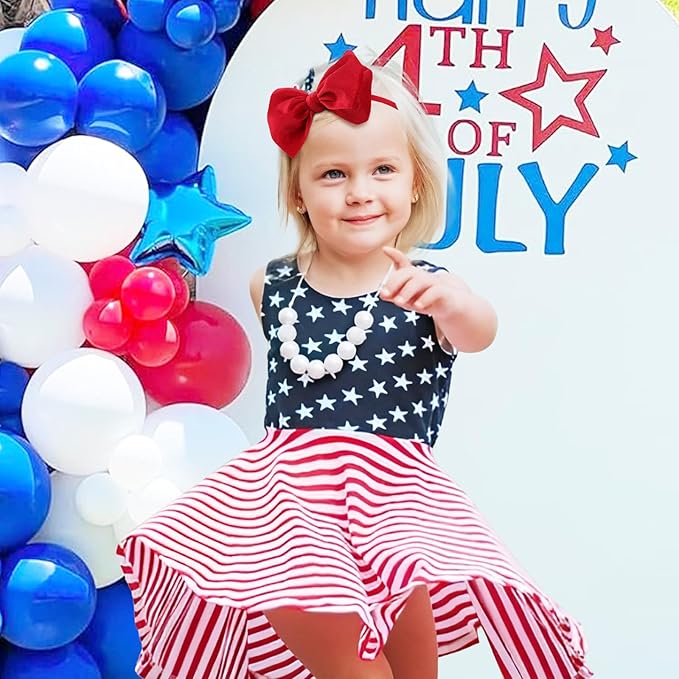 YanJie Hairband, 4th of July Baby Girl Bows Headband, Premium Soft Velvet & Nylon Fabric in Red, White, Blue, Handmade, One Size fits all, Ideal Gift for Baby Girls, 2 Pieces