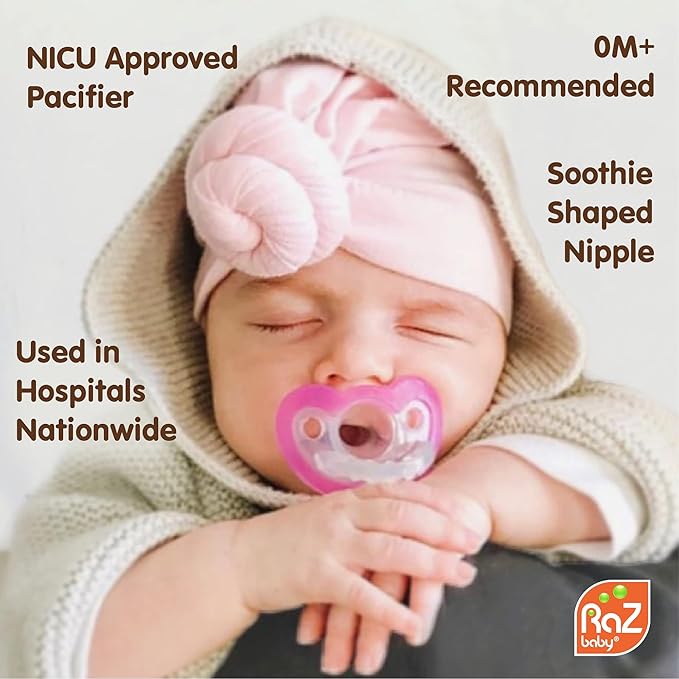 RaZbaby Sloth RaZbuddy Jollypop with 4 Added 0-3M Pacifiers (Teal, 4 Count), Pacifier Plush Holder w/Removable Baby Pacifier - BPA Free