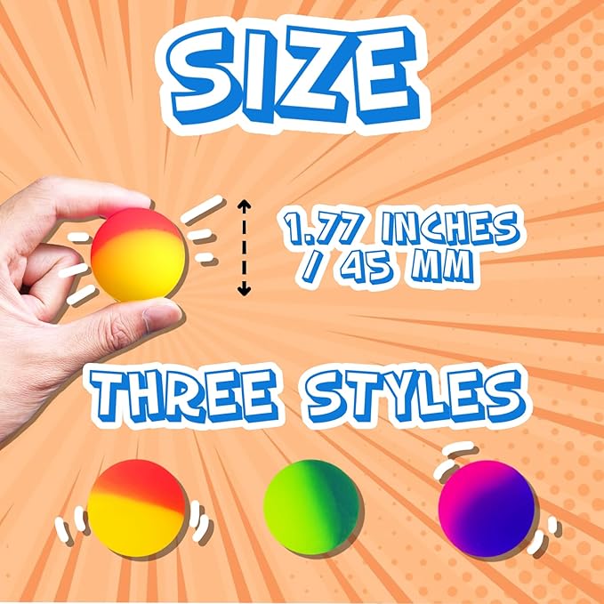 24 PCS 45mm Bouncy Balls for Kids,Jumbo Super Bouncy Balls,Large Rubber High Bouncing Balls in Bright Assorted Multi Colors for Boys Girls Birthday Party Favors Carnival Prizes