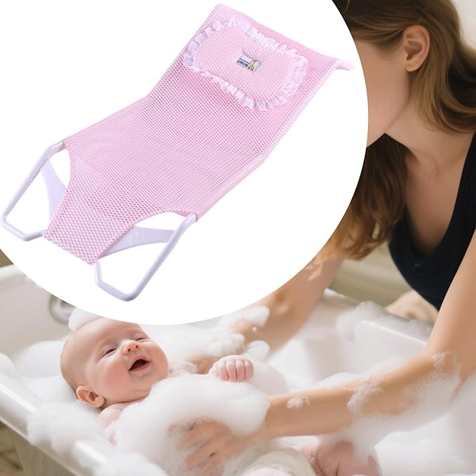 Bathroom Shower Support Seat Pad 58x28x4.2 Cm Baby Bath Support Net PP and Mesh Adjustable Antiskid Bathing Net Cushion Comfortable Soft Cushion for 0-6 Months Old Toddler Girls