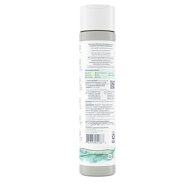Vivvi & Bloom Gentle 2-in-1 Baby Wash & Shampoo Cleansing Gel, Leaves Sensitive Skin Feeling Healthy & Moisturized, Fragrance-Free, Formulated Without sulfates, paraben, & Dyes, 10 fl. Oz