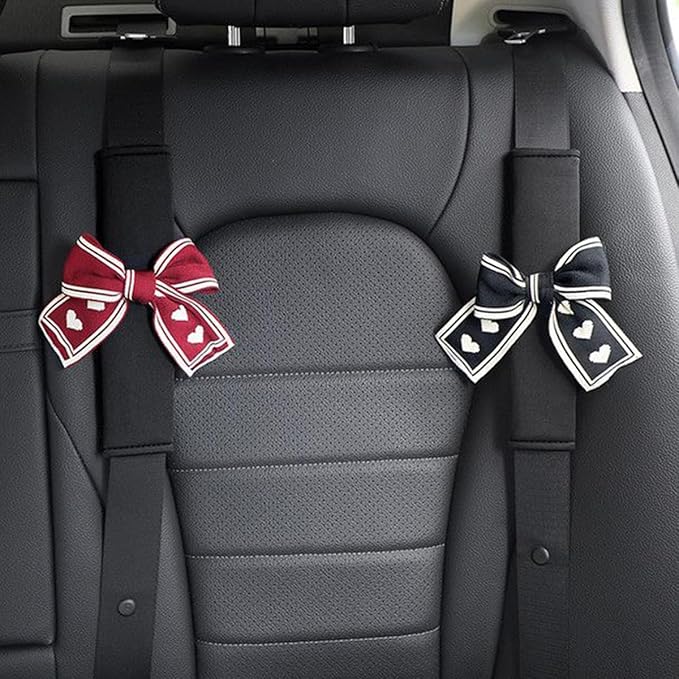 Bow Car Seat Straps Shoulder Pads for Women Girl, Soft Seat Belt Covers for All Car Seats/Pushchair/Stroller/High Chair (Black)
