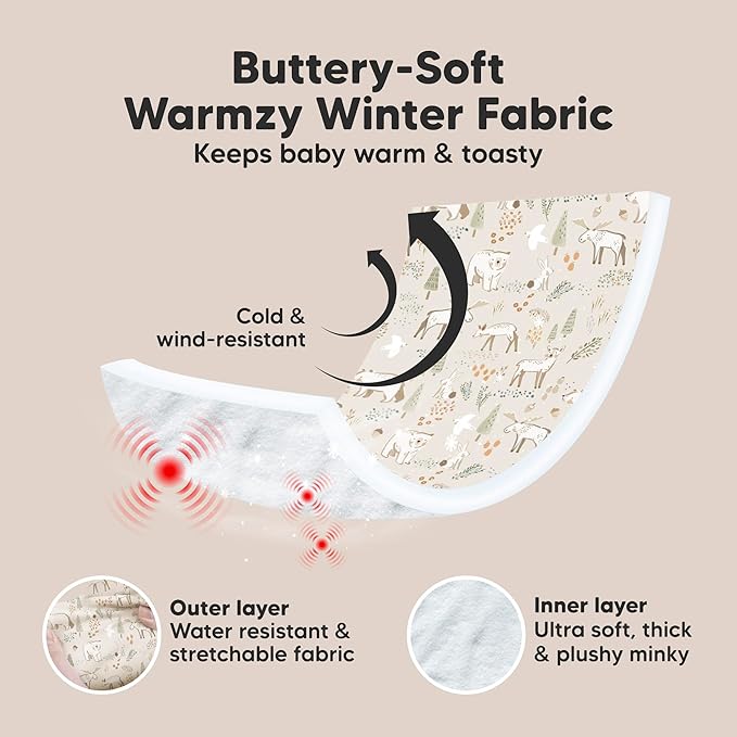 KeaBabies Winter Car Seat Cover Baby, Newborn - Universal Fit Infant Carseat Covers Baby Girl, Boy, Breathable, Lightweight Blanket, Easy to Use Stroller Canopy, Rain, Wind, Sun Shade (Wildwood)