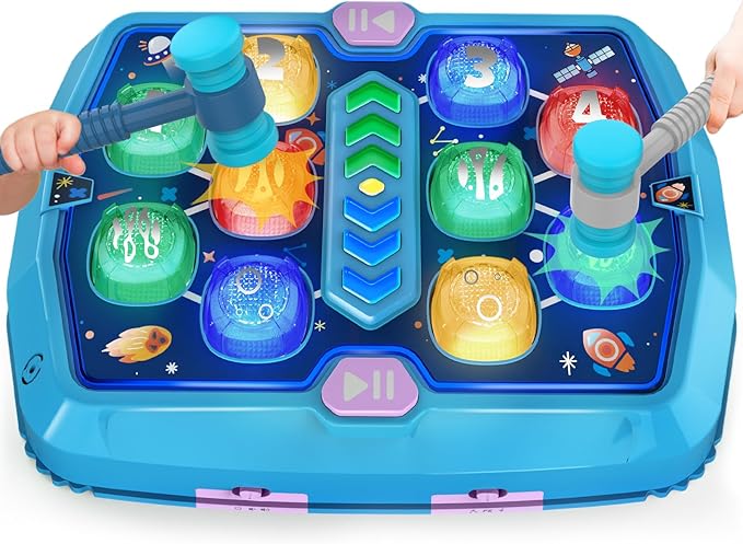 Whack Game Mole for Toddlers, Toys for 3 4 5 6 Year Old Boys Girls, Interactive Pounding Toys for Age 3-5, 3 Modes, 2 Hammers, Sound & Light, Birthday Xmas Gifts for Boys Girls Kids Age 3 4 5 6 7 8+
