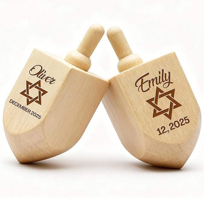 Personalized Wooden Dreidel with Star of David Design–Custom Engraved Hanukkah Dreidel with Name – Unique for Kids, Friends, and Family – Fun Hanukkah Game and Decorative Keepsake Display