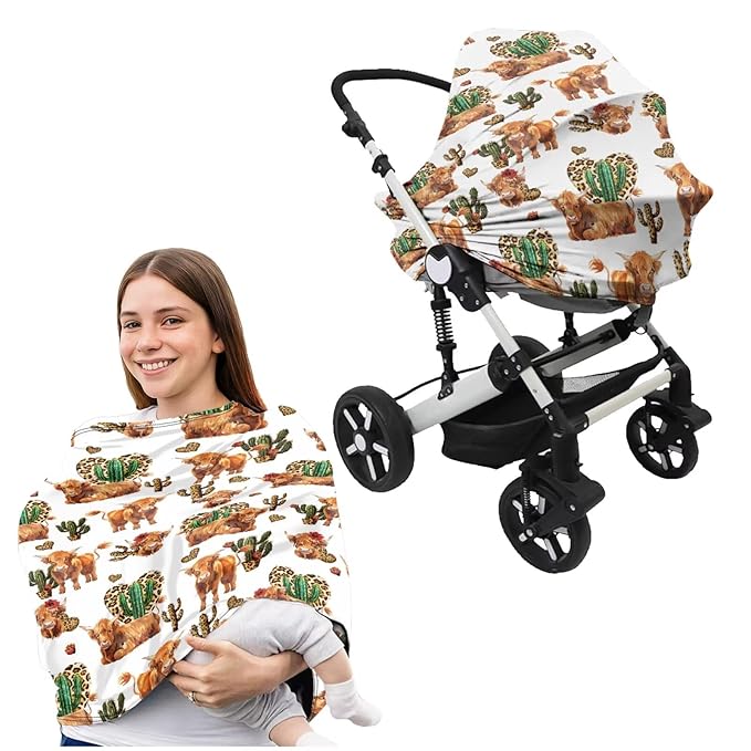 Cacti Cattle Basket Covers for Baby Fits Most Strollers & Baby Car Seats Baby Nursing Pillow Cover Babies Shower Gifts for Boys and Girls
