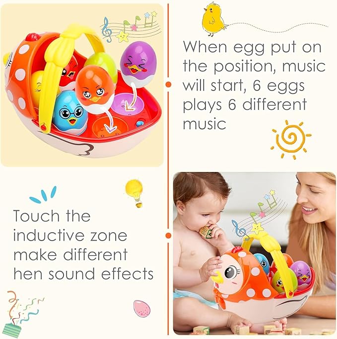 Easter Egg Toys Gift for Toddlers, Easter Basket Stuffers for 18 month 1 2 3 4 5+ Year Old Kids Girls Boys Baby, Large Plastic Easter Eggs Fillable, Nesting Stacking Toy Easter Hunt Party Favor