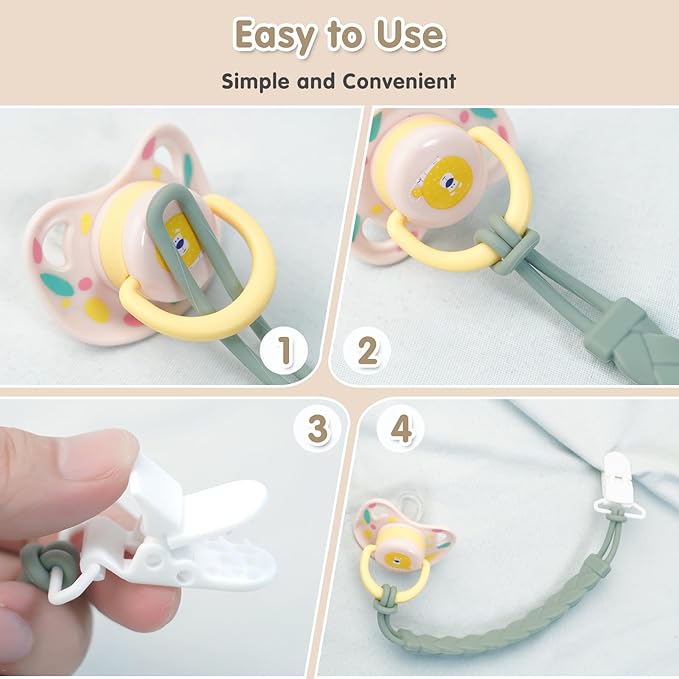 Pacifier Clips, 6-Pack Silicone Pacifier Holder Clip with Stylish Round Design, 100% Food Grade Silicone, Safe Essentials for Newborns Baby Boys and Girls