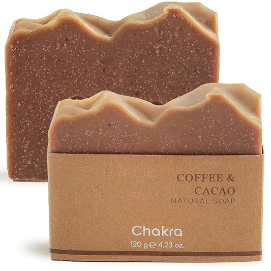 Chakra Coffee & Cocoa Bar Soap - Paraben & Additive Free Handmade Soap Bar for Face, Body and Hands, Gentle Cleansing for Daily Skin Care, 4.23 oz