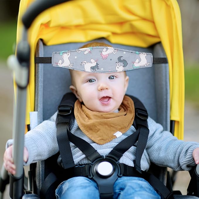 HESTYA 2 Pcs Carseat Head Support Toddler, Stroller Seat Headrest for Sleeping Traveling, Neck Relief Headband Strap for Kids Children Toddler Infant(Unicorn)