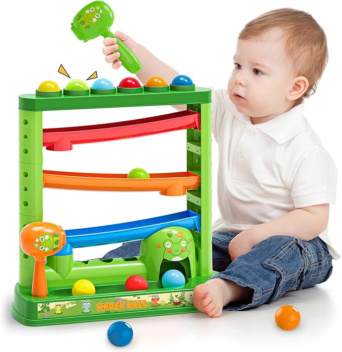 OCHIDO Toddlers Toys for 1 2 3+ Years Old Kids, Pound A Ball Included 2 Hammer & 12 Balls, Montessori Toys for Interactive Game for Boys and Girls, Early Learning Educational Gift