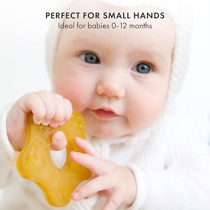 Natursutten Teether - Natural Rubber Teething Toys for Babies 6-12 Months - PVC & 100% BPA-Free Teething Relief - Danish Design Baby Teething Toys - Made in Italy (Starfish, Pack of 1)