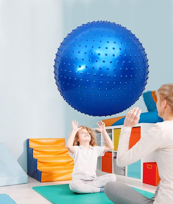 Large Sensory Massage Ball for Kids, Pack of 2 33.5" 85CM Bouncy Exercise Balls for Toddlers, Big Inflatable Toys with Tactile Spikes, Outdoor Giant Yoga Balls, Large Beach Ball