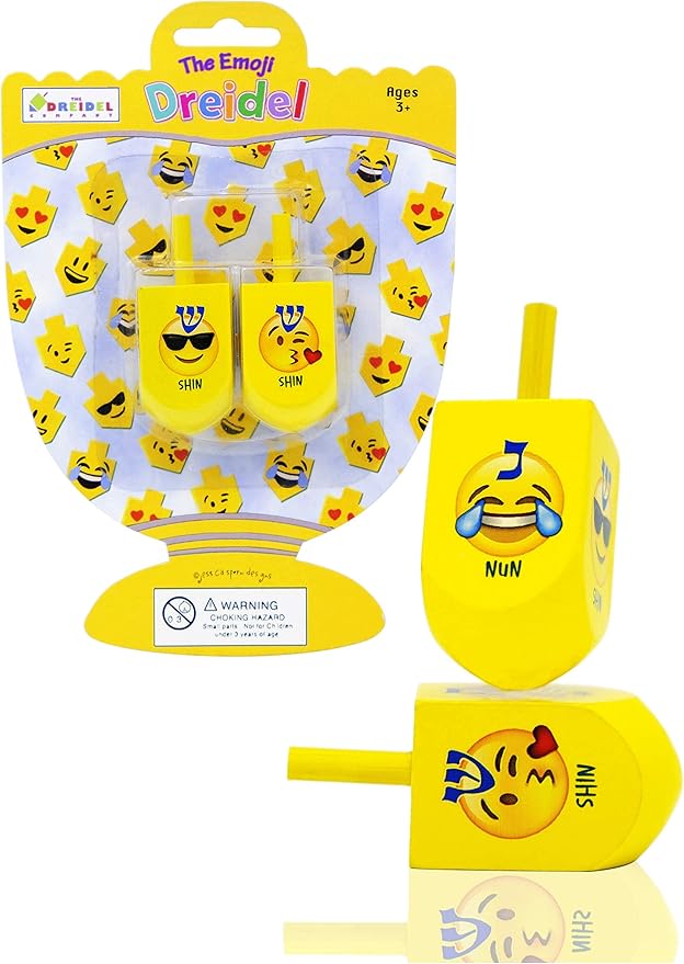The Dreidel Company Hanukkah Dreidel with Design Hebrew & English Transliteration Draydel (2-Pack)