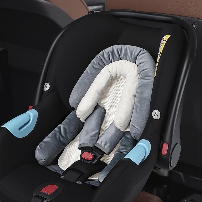 COOLBEBE Upgraded 3-in-1 Baby Body Support & Strap Covers Set for Newborn Infant, Extra Soft Car Seat Insert Cushion Pad, Perfect for Car Seats, Strollers, Swing