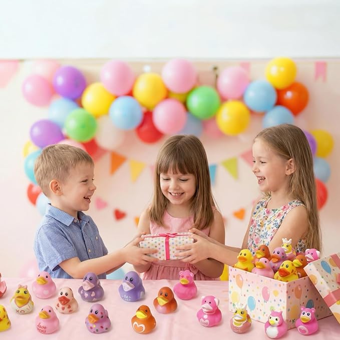 36PCS Rubber Ducks in Bulk, Assorted 2" Bright Duckies | Kids Party Favors, Birthday Gifts Party Favors, Gift Exchange, Cruise Ducks,Bath Toys
