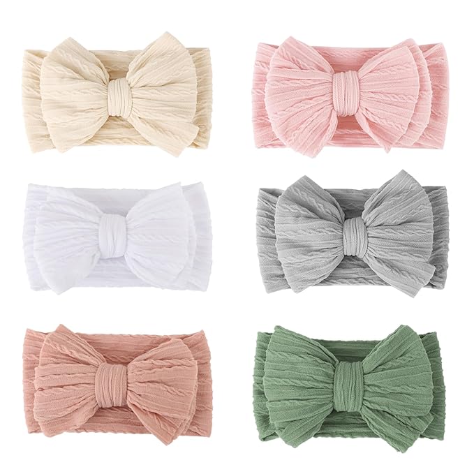 AQOKKA Baby Bows Headbands Nylon Baby Girl Headbands Soft Handmade Hairbands Toddler Hair Accessories for Girls Baby Newborn Infant Kids