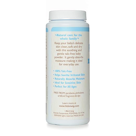 Little Twig Baby Powder, Natural Plant Derived Formula with Cornstarch and Aloe, 100% Talc-Free Powder, Fragrance-Free, 4.5 oz