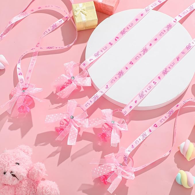 Tondiamo 60 Pcs Baby Shower Pacifier Necklace for Chupones para Baby Shower Game Party Favor Acrylic Angel Pacifier Charm for Girl Boy Guest Gender Reveal Party Decoration Table Scatter(Pink)