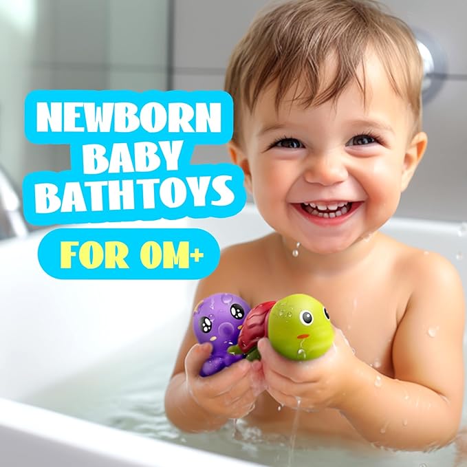 Hely Cancy Bath Toys for Kids - No Hole Baby Bath Toys for 1 Year Old Infant Boys Girls Shower Water Pool Toys